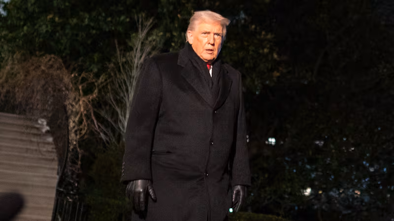 WASHINGTON, DC - JANUARY 20: U.S. President Donald Trump departs the White House via Marine One on Tuesday, Jan. 20, 2026 in Washington, D.C. Trump was scheduled to travel to Davos, Switzerland for the Annual Meeting of the World Economic Forum. (Photo by Peter W. Stevenson/The Washington Post via Getty Images)