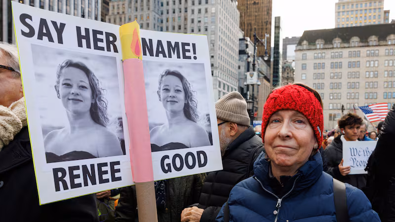 Thousands of people participate in a 'No Wars, No Kings, No ICE' protest against the policies of the Trump administration.