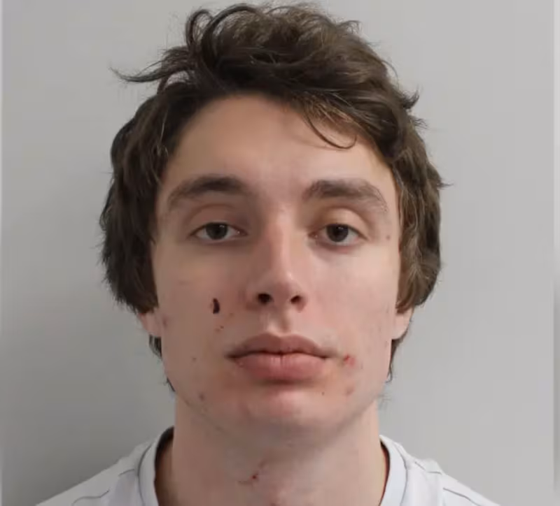 Matvei Rumiantsev's police mugshot taken after his arrest.