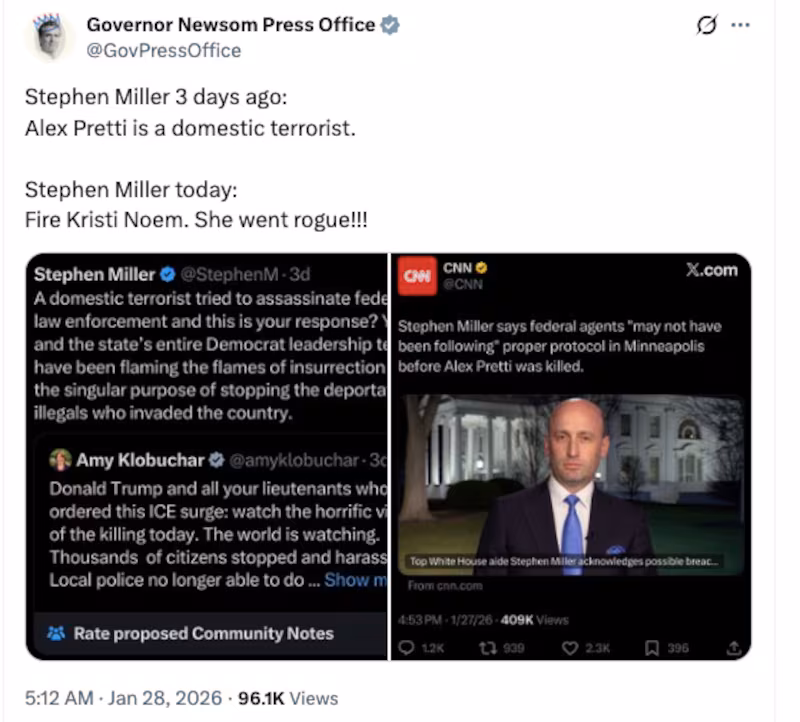 X/Gavin Newsom Press Office