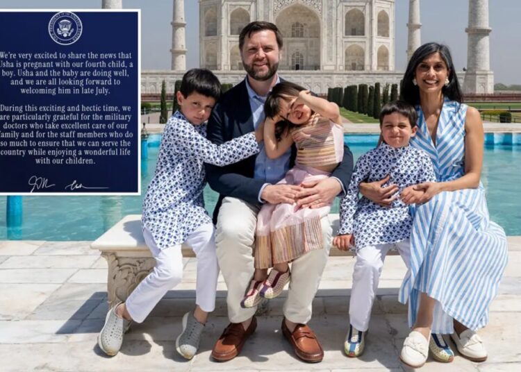 Usha Vance pregnant with 4th child, due in July, VP announces