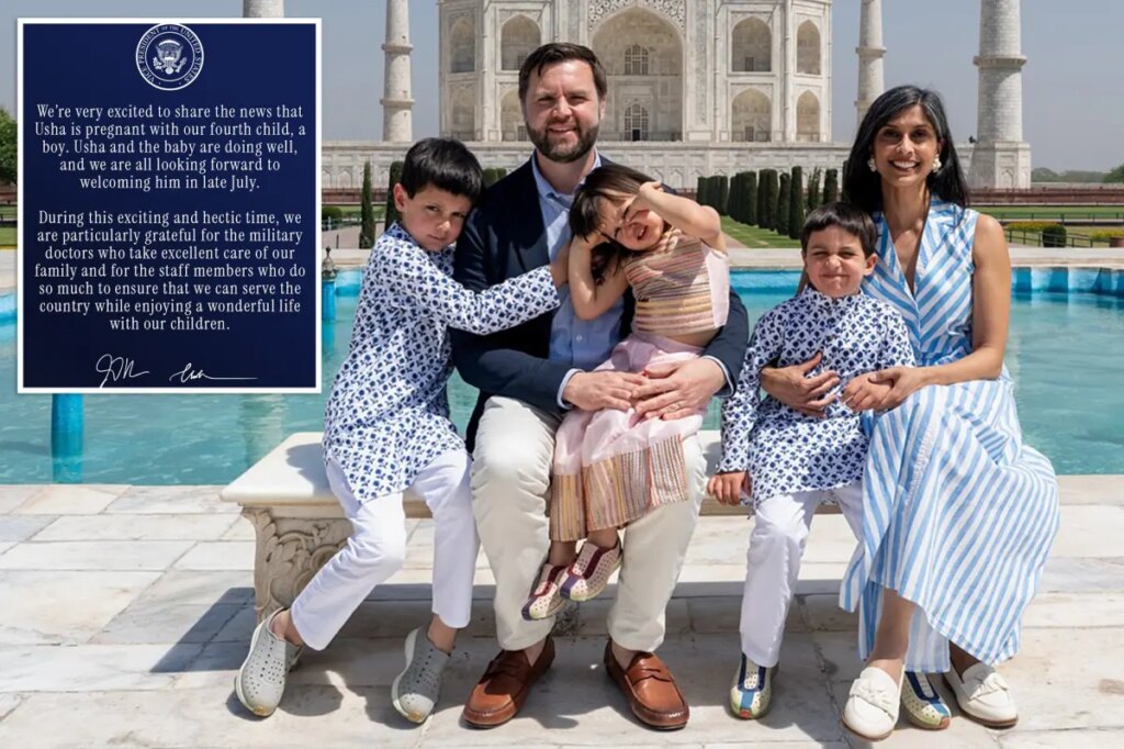 Usha Vance pregnant with 4th child, due in July, VP announces