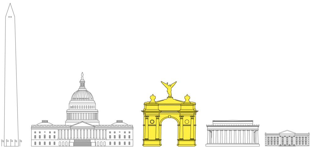 Trump wants to build a 250-foot-tall arch, dwarfing the Lincoln Memorial