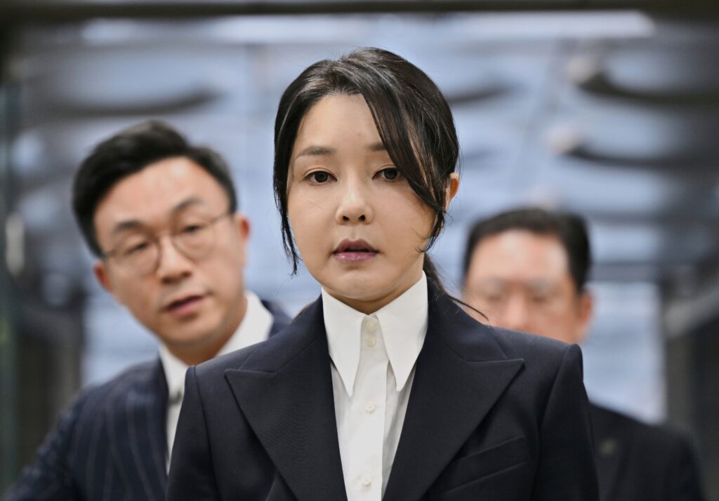 South Korea’s former first lady jailed for bribery ahead of husband’s verdict