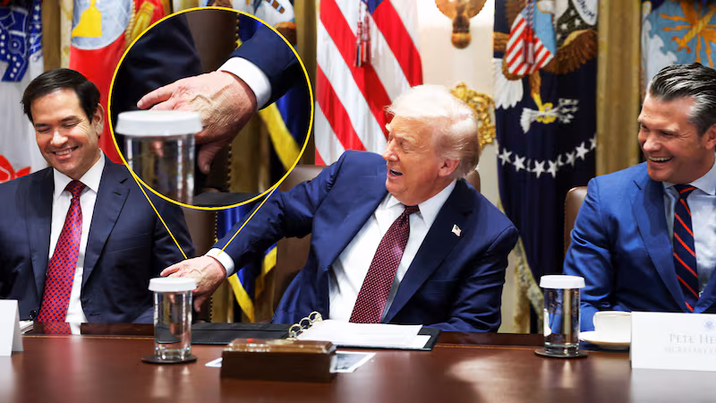 White House Press Secretary Karoline Leavitt has attributed the bruise on Trump's right hand to shaking hands “all day every day.