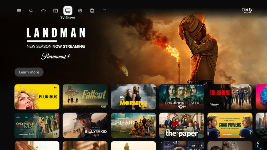 Amazon Fire TV entertainment section