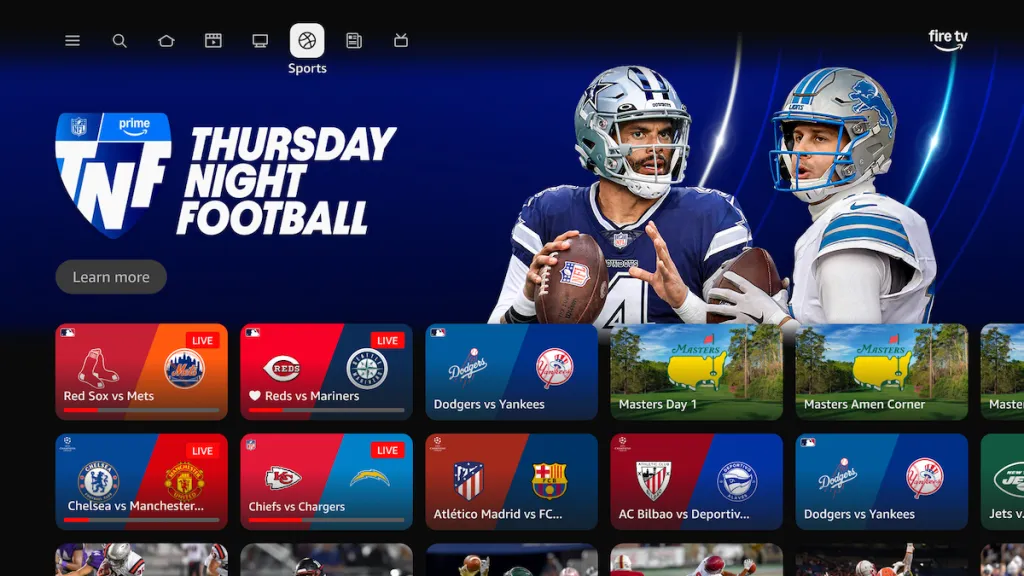 Amazon Fire TV sports section