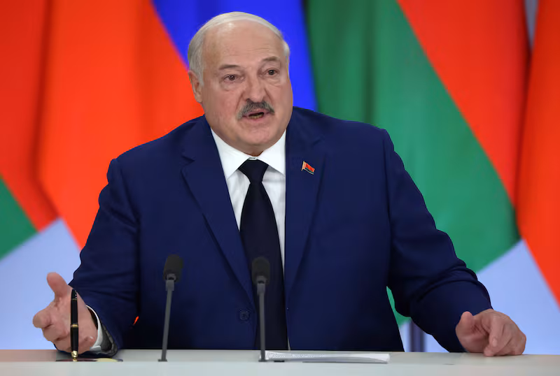 Belarusian President Alexander Lukashenko speaks during a joint press conference at the Grand Kremlin Palace, March 13, 2025, in Moscow, Russia.