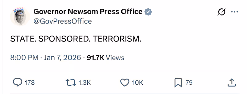 Newsom called the ICE officer's fatal shooting of a woman in Minnesota