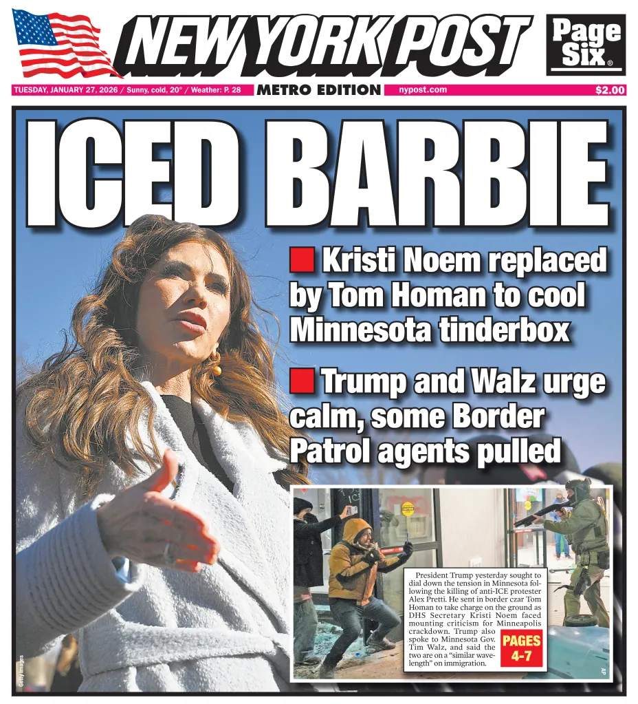 New York Post front page with headline