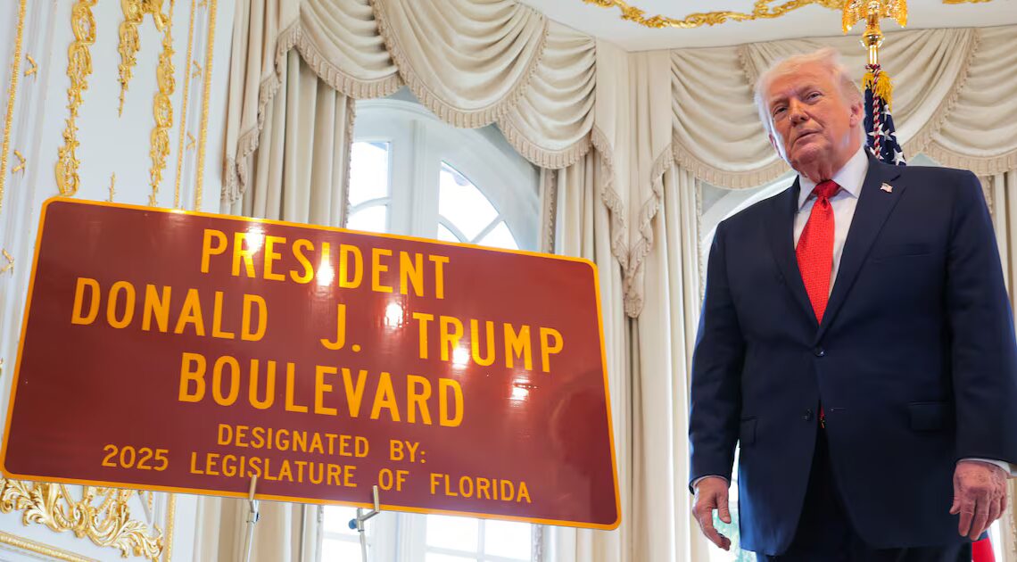 Trump Unveils New Street Sign to Help Him Find Mar-a-Lago
