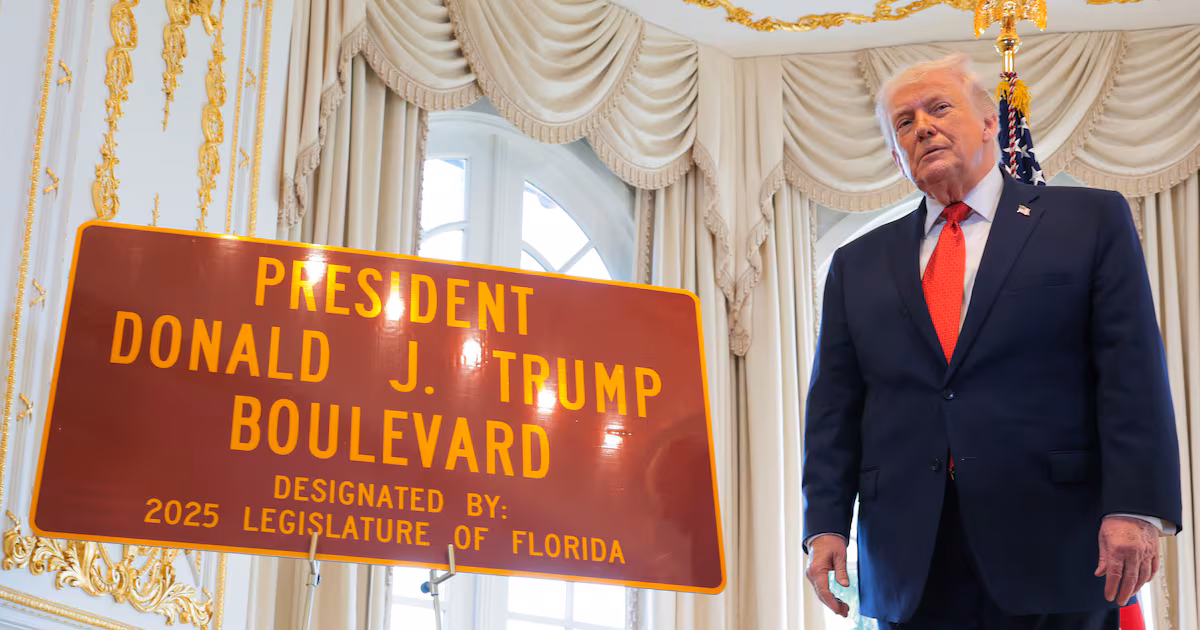Trump Unveils New Street Sign to Help Him Find Mar-a-Lago