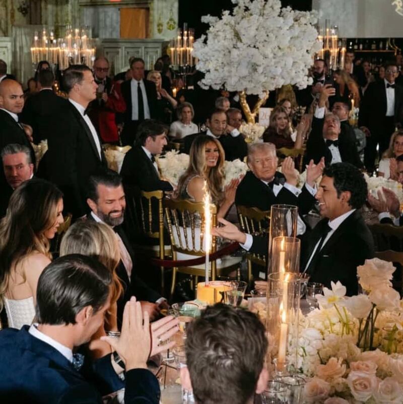 The Trump family celebrating at Mar a Lago on New Year's eve