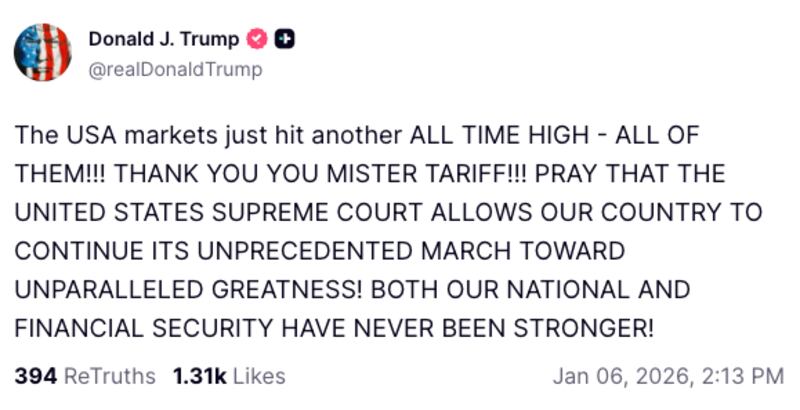 Trump's Truth Social post