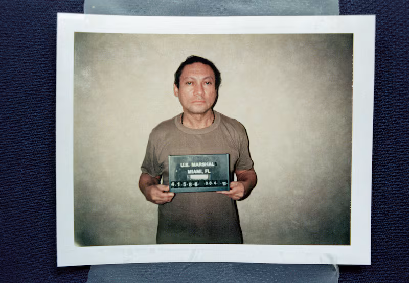 (Original Caption) 1/04/1990-Miami, FL- Ousted Panamanian dictator Manuel Noriega is shown in this Justice Department mug shot released by the U.S. Attorney's office in Miami. Noriega surrendered to U.S. forces in Panama, and was brought to the United States, where he faces charges of drug trafficking.