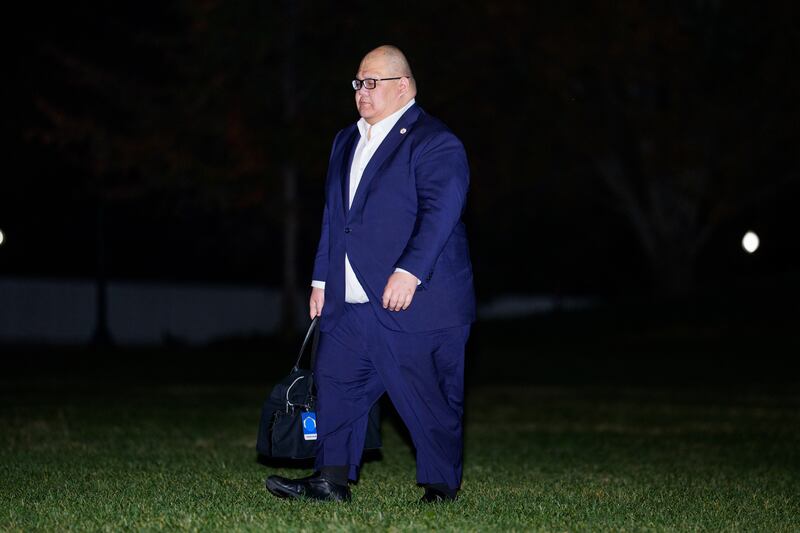 White House Communications Director Steven Cheung arrives at the White House on November 2, 2025 in Washington, DC. Trump spent the weekend at his Mar-a-Lago club in Palm Beach, Florida.
