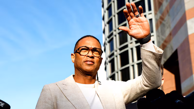 Journalist Don Lemon waves outside federal court on January 30, 2026 in Los Angeles, California.