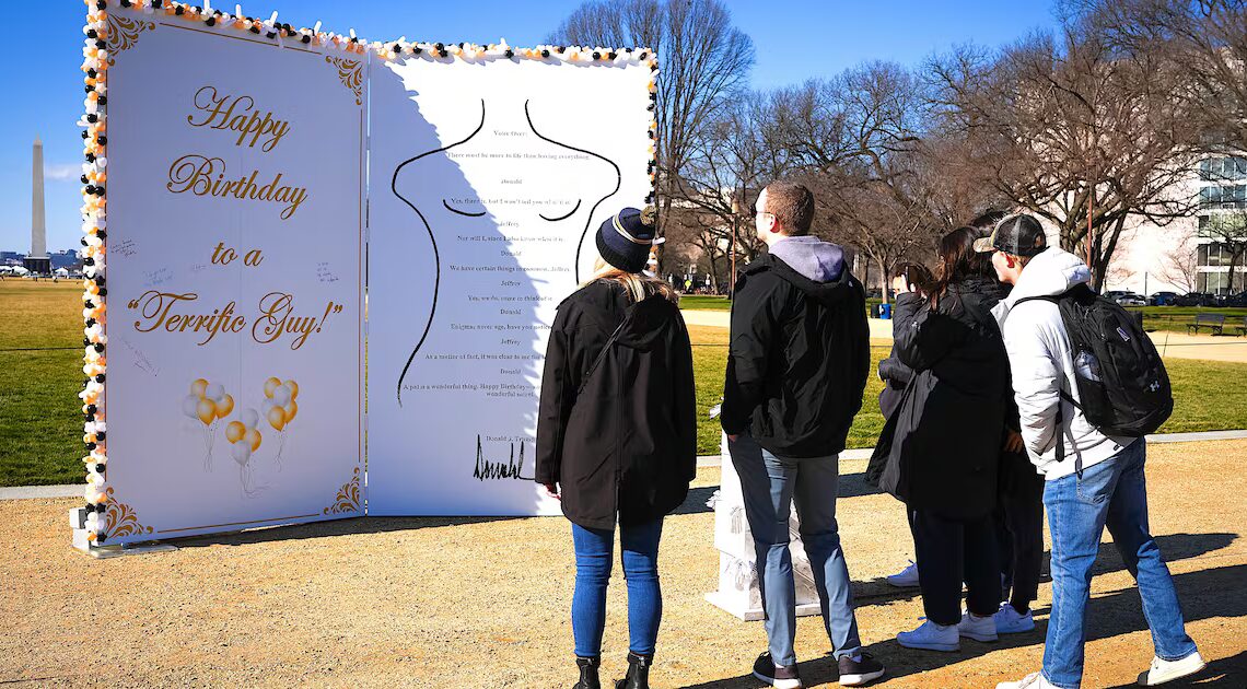 White House Fumes at Giant Epstein Birthday Card in D.C.