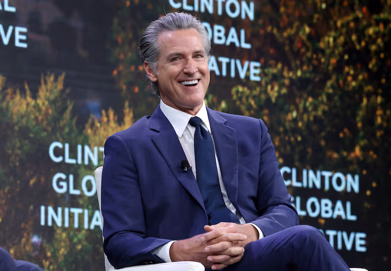 NEW YORK, NEW YORK - SEPTEMBER 24: California Gov. Gavin Newsom speaks onstage during the Clinton Global Initiative 2025 Annual Meeting at New York Hilton Midtown on September 24, 2025 in New York City.  (Photo by JP Yim/Getty Images for Clinton Global Initiative)