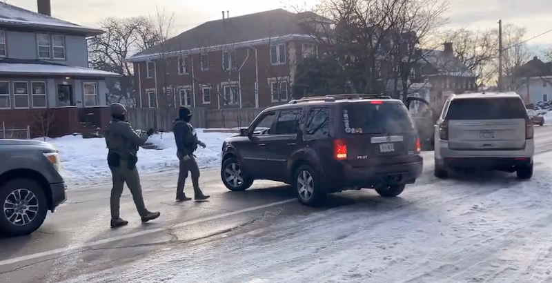 Still from a social media video showing a woman being shot and killed by an ICE officer in Minneapolis, Minnesota