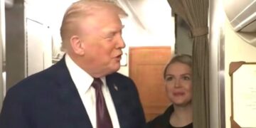 Trump, 79, Makes Awkward Joke About ‘Grabbing’ Karoline Leavitt in Air Force One Turbulence