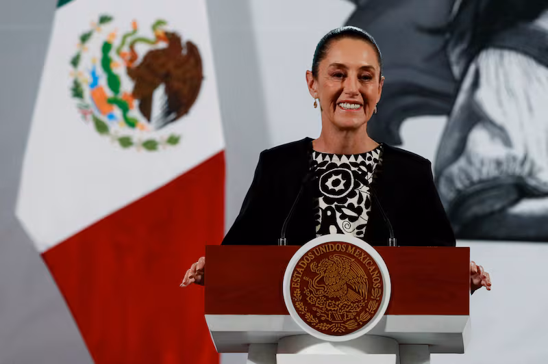 Mexico's President Claudia Sheinbaum delivers a speech at the National Palace, in Mexico City, Mexico January 21, 2025. REUTERS/Henry Romero