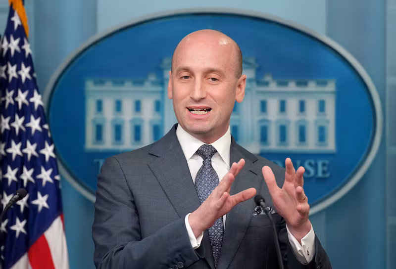 White House Deputy Chief of Staff Stephen Miller speaks  the daily press briefing in the Brady Press Briefing Room at the White House on May 1, 2025 in Washington, DC.