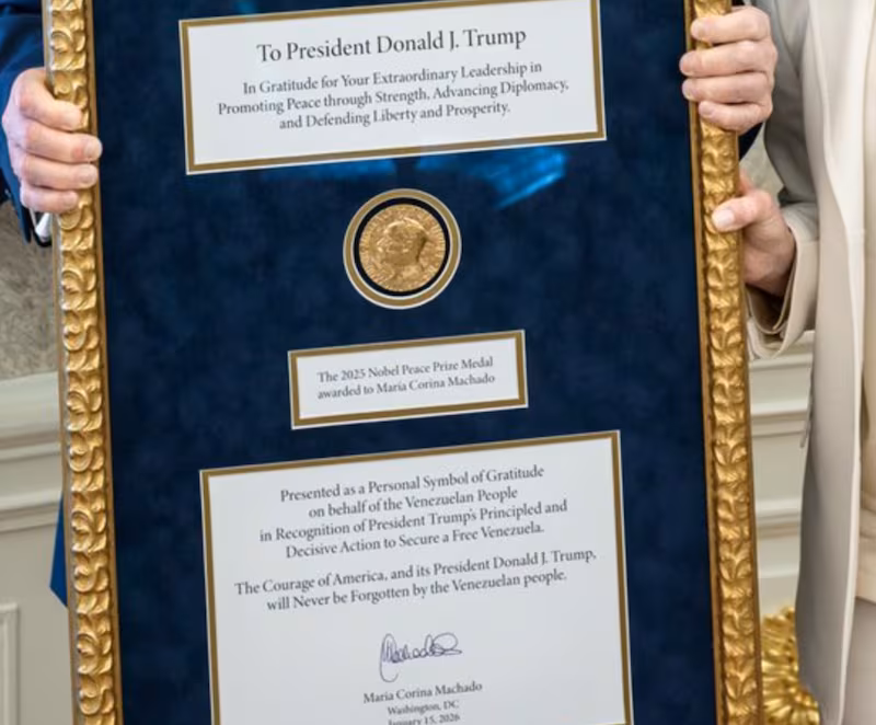 The 2025 Nobel Peace Prize that was awarded to María Corina Machado.