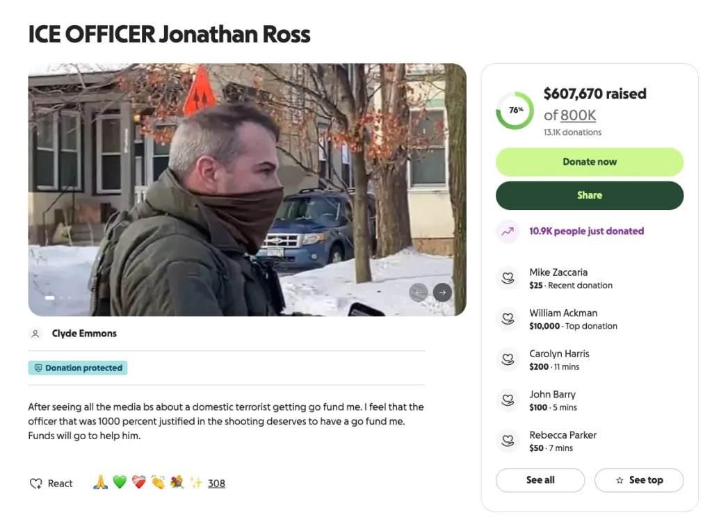 A fundraising page for 