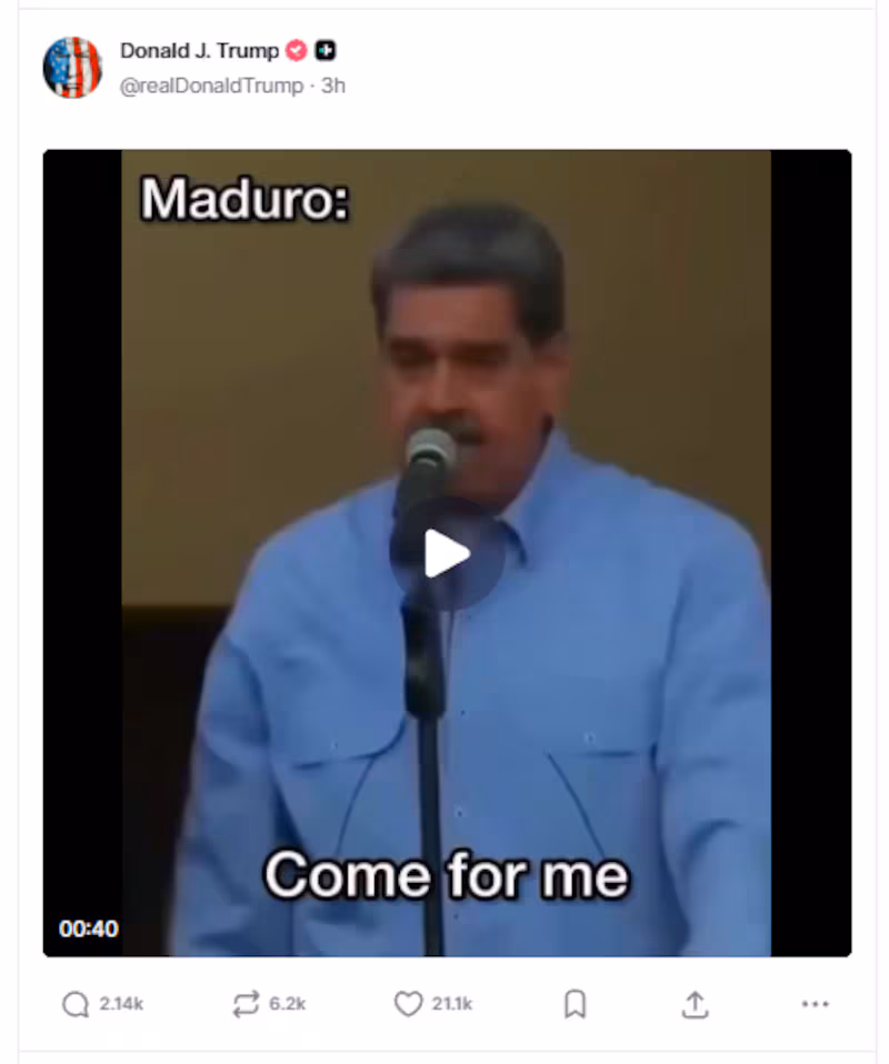 Trump shares a miscontextualized video of Maduro.