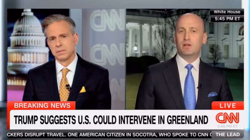 Jake Tapper interviews Stephen Miller on CNN.