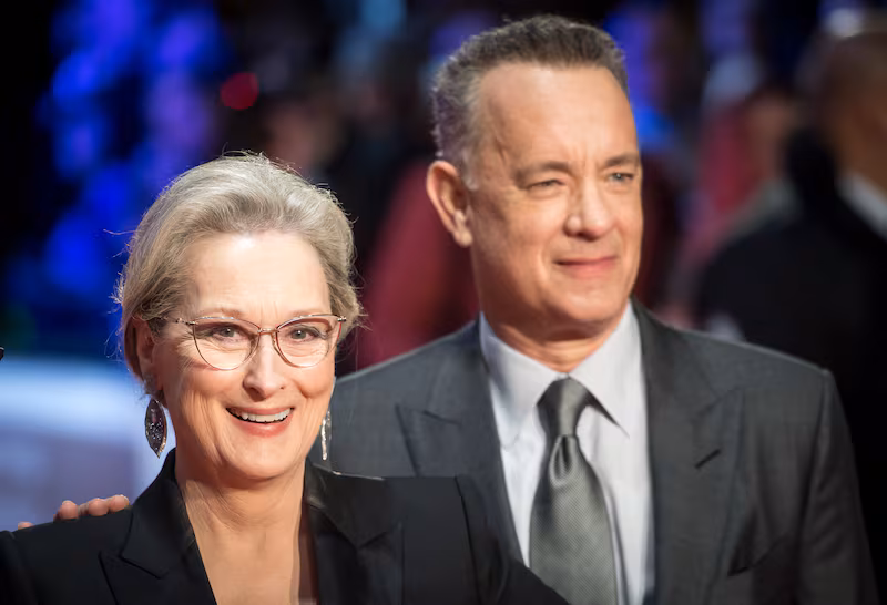LONDON, ENGLAND - JANUARY 10:  Meryl Streep and Tom Hanks attend 'The Post' European premiere at Odeon Leicester Square on January 10, 2018 in London, England.  (Photo by Samir Hussein/Samir Hussein/WireImage)
