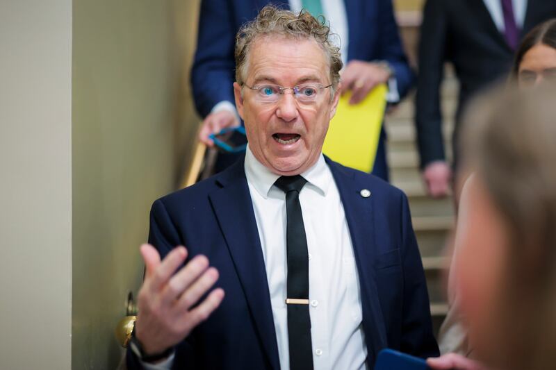 U.S. Senator Rand Paul speaks with reporters after a vote at the U.S. Capitol on January 14, 2026 in Washington, DC. Republicans blocked the resolution after receiving assurances from President Donald Trump and Secretary of State Marco Rubio of no U.S. forces remaining in Venezuela and pledges for congressional involvement in major future operations.