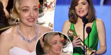 Amanda Seyfried grimaces as she loses Golden Globe to Rose Byrne