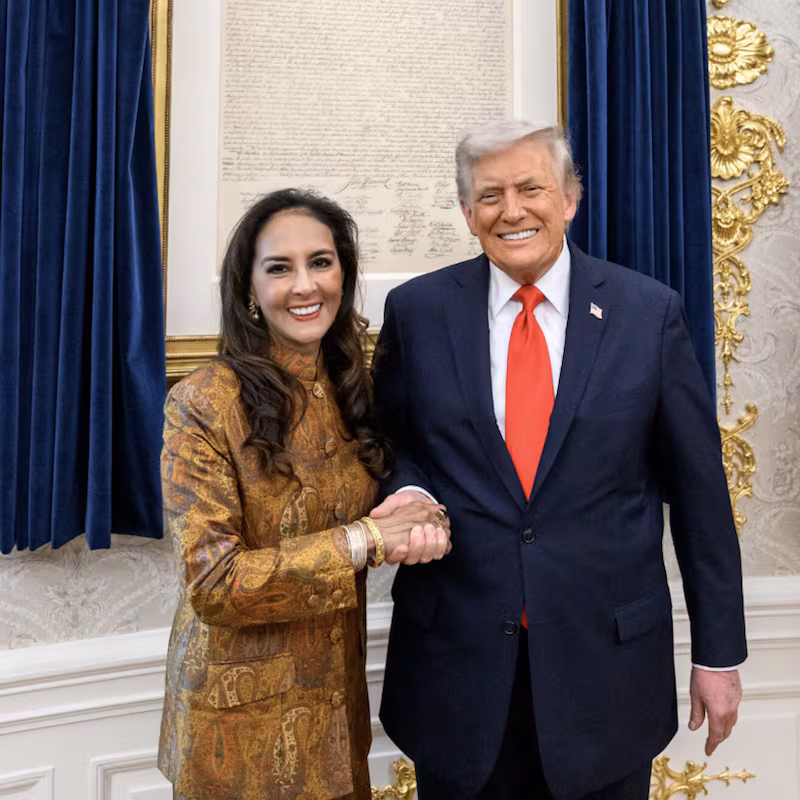 Harmeet Dhillon and Donald Trump.