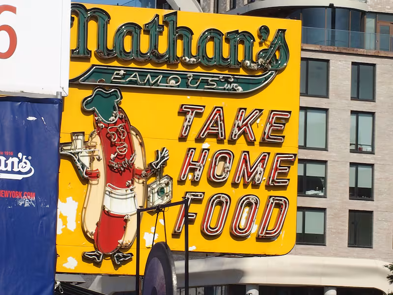 The 2025 Nathan's Famous International Hot Dog Eating Contest at Coney Island on July 4, 2025 in New York City.