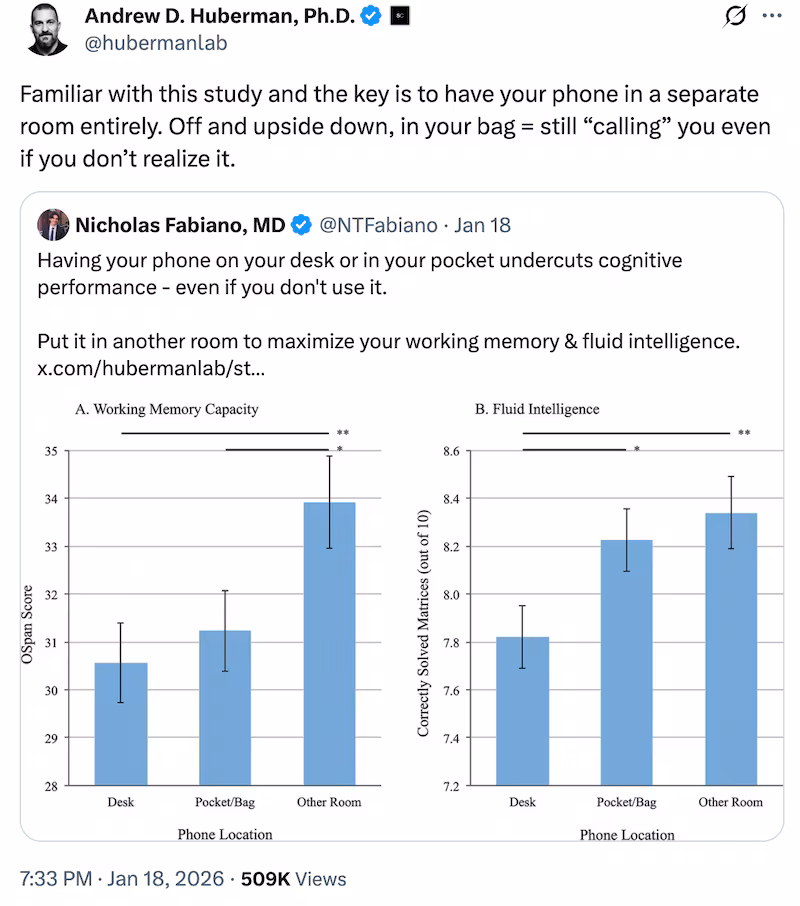 Screenshot of an Andrew Huberman X post.