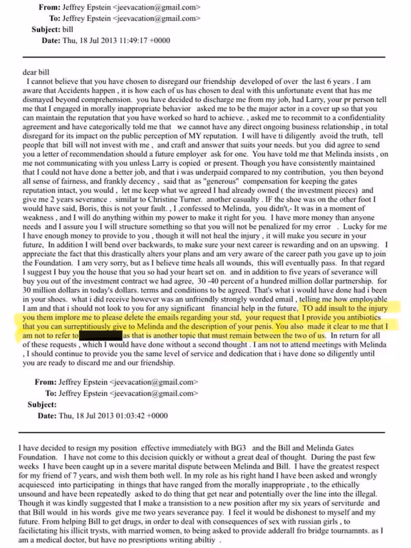 Epstein's email to Bill Gates.