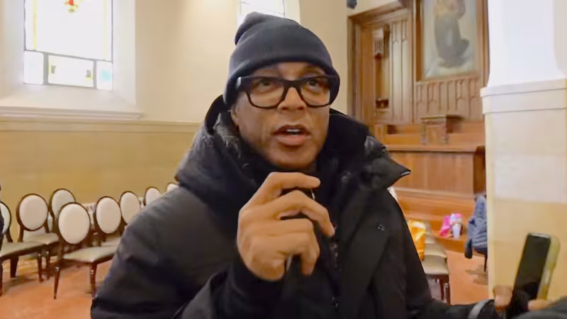 Dom Lemon inside a Minneapolis church.