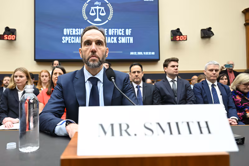 Former Special Counsel Jack Smith testifies before the House Judiciary Committee about his investigations into President Donald Trump on January 22, 2026.