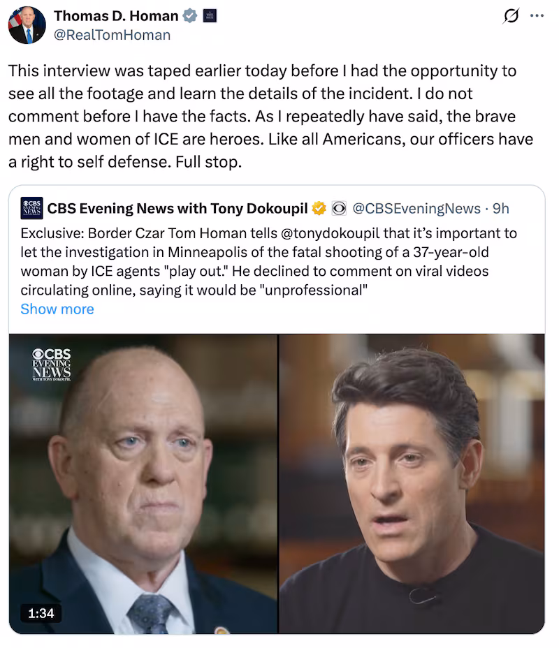 Tom Homan's change of heart.