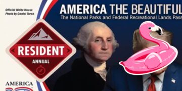 Snowflake Trump Hatches Plan to Stop People Covering His Face on National Park Passes