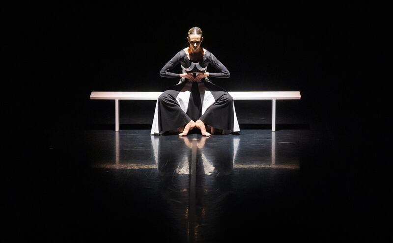 Amy Thake performs an excerpt from Martha Graham's 1937 solo Deep Song, one of two contemporary ballets from Modern Milestones, the new programme from Yorke Dance Project, in advance of its world premiere on 15 November at Stanley and Audrey Burton Theatre, Leeds. Picture date: Thursday November 13, 2025. (Photo by Danny Lawson/PA Images via Getty Images)