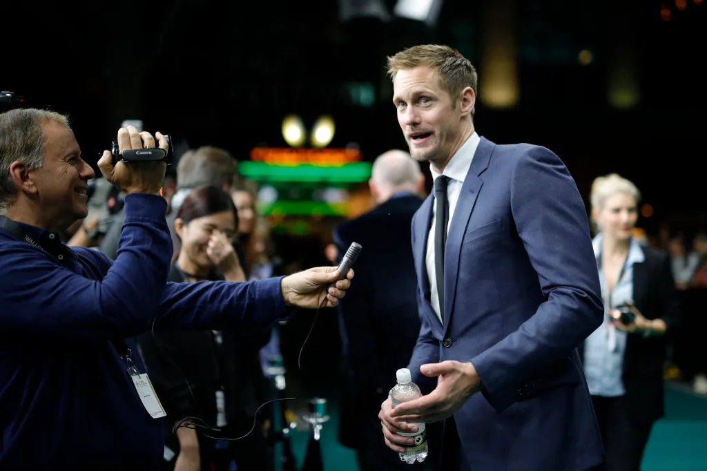 Alexander Skarsgard being interviewed at the 