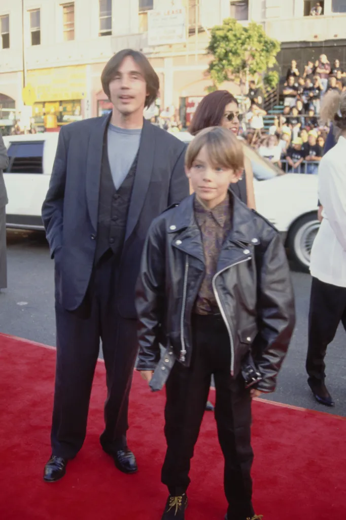 Jackson Browne and his son, Ethan Browne, on the red carpet at the Hollywood premiere of 'Batman Returns.'