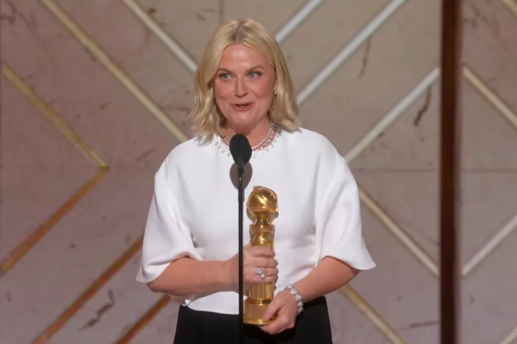 Amy Poehler attends the 83rd Annual Golden Globe Awards at The Beverly Hilton on January 11, 2026 in Beverly Hills, California.