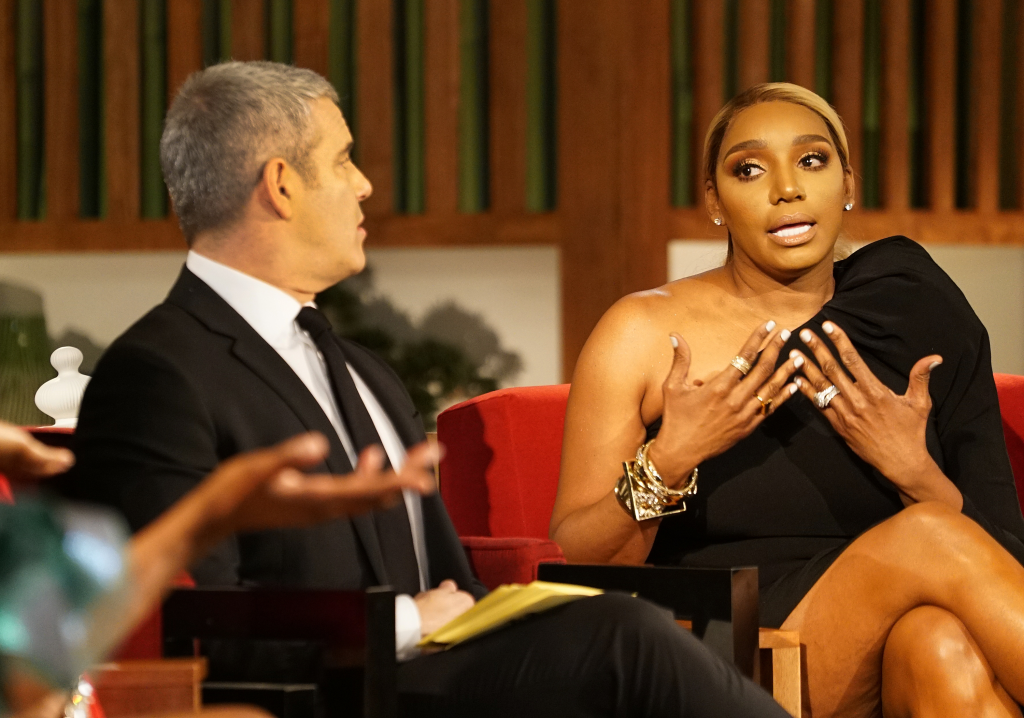 Andy Cohen and NeNe Leakes talking during The Real Housewives of Atlanta Season 11 reunion.