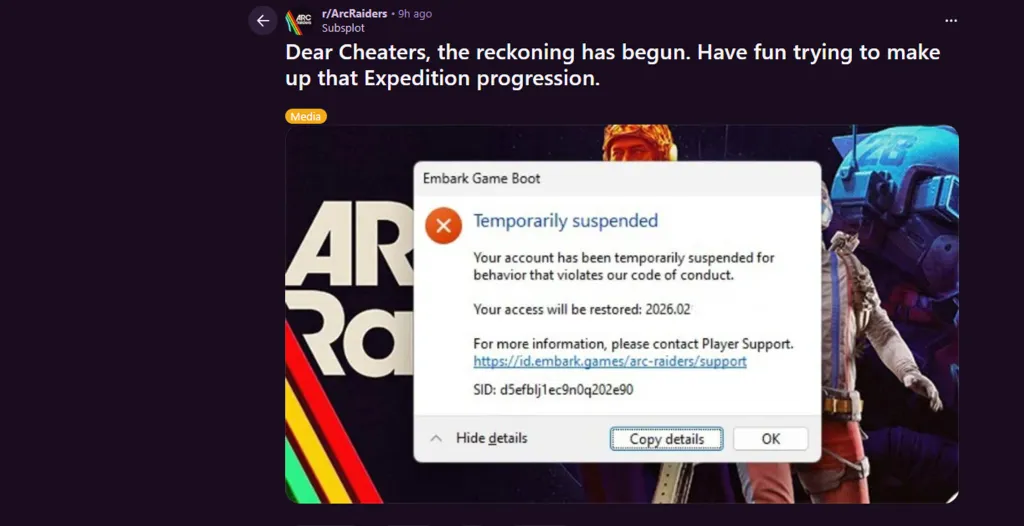 Arc Raiders 30 Day Bans