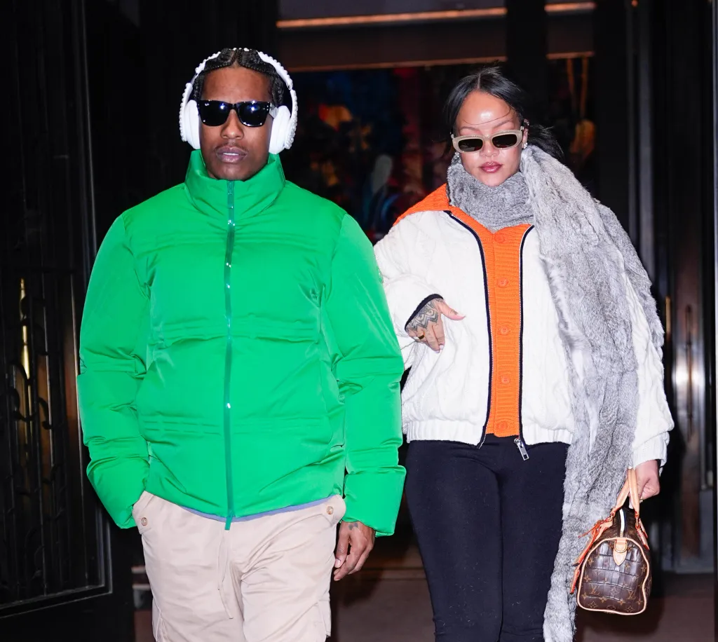 ASAP Rocky and Rihanna walk together in New York City.