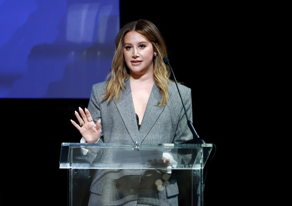 Ashley Tisdale speaking onstage.